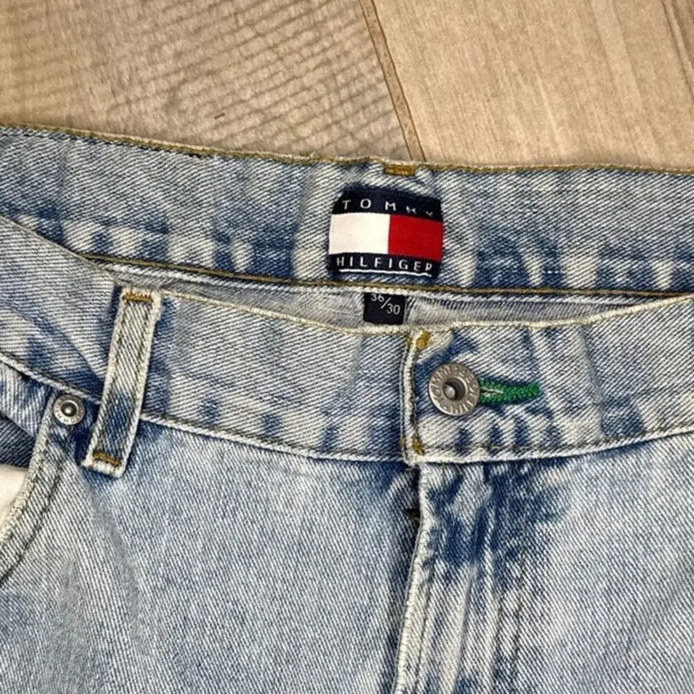 Vintage Y2K Distressed Tommy Hilfiger Flag Jeans Mens Size 36x30